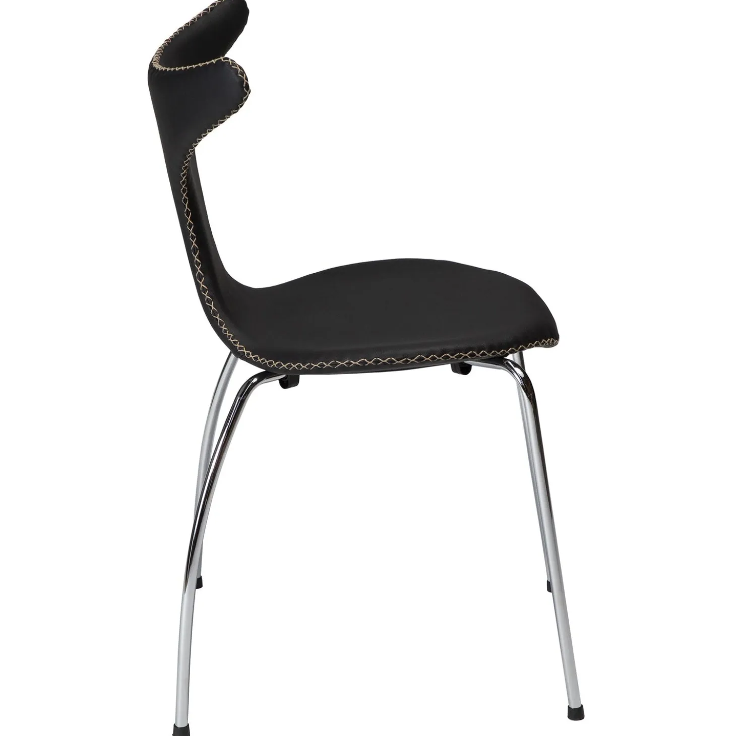 Dolphin Stol Black Leather, Chrome