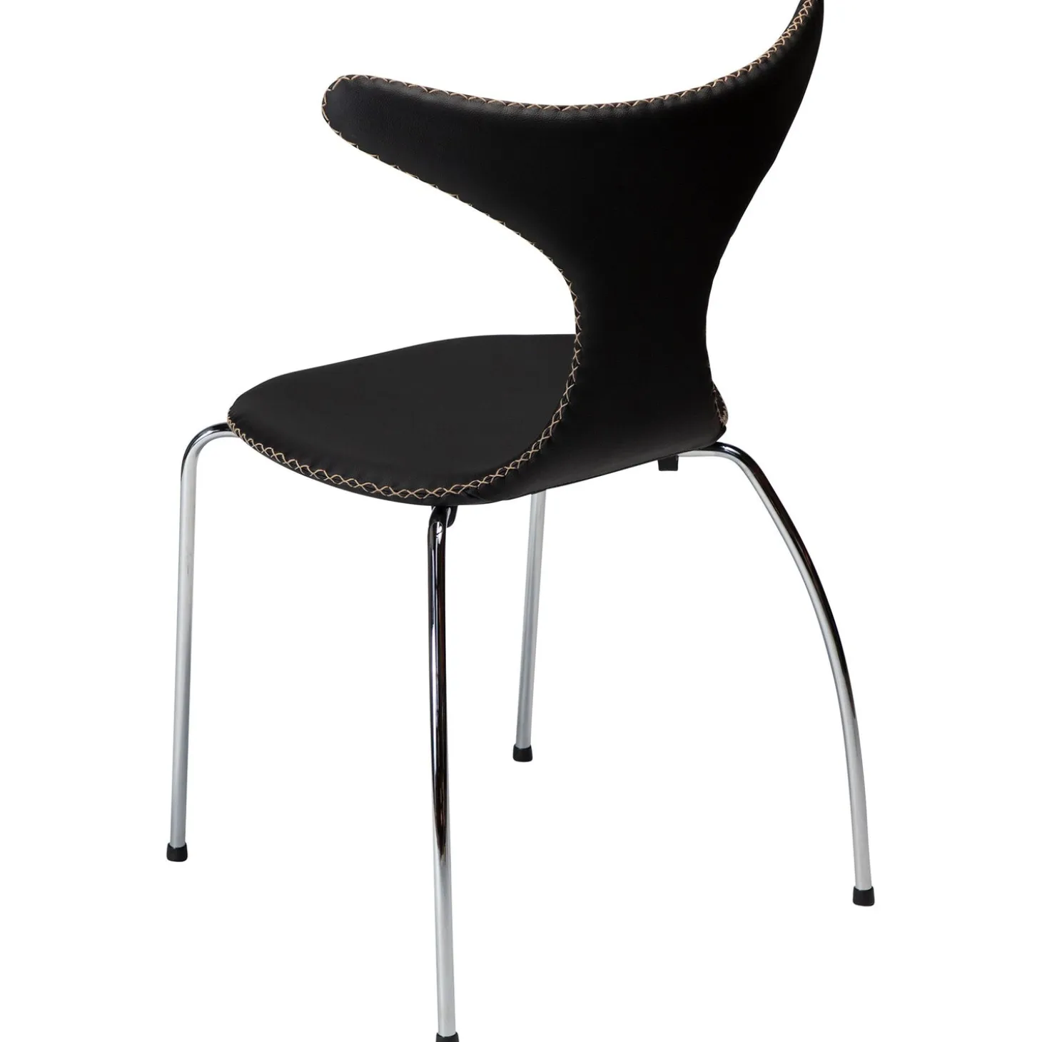 Dolphin Stol Black Leather, Chrome