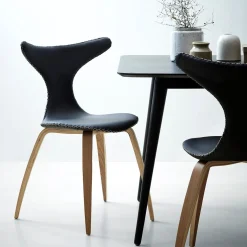 Dolphin Stol Black Leather, Oak