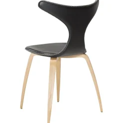 Dolphin Stol Black Leather, Oak