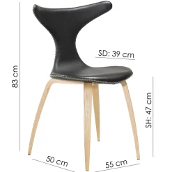Dolphin Stol Black Leather, Oak