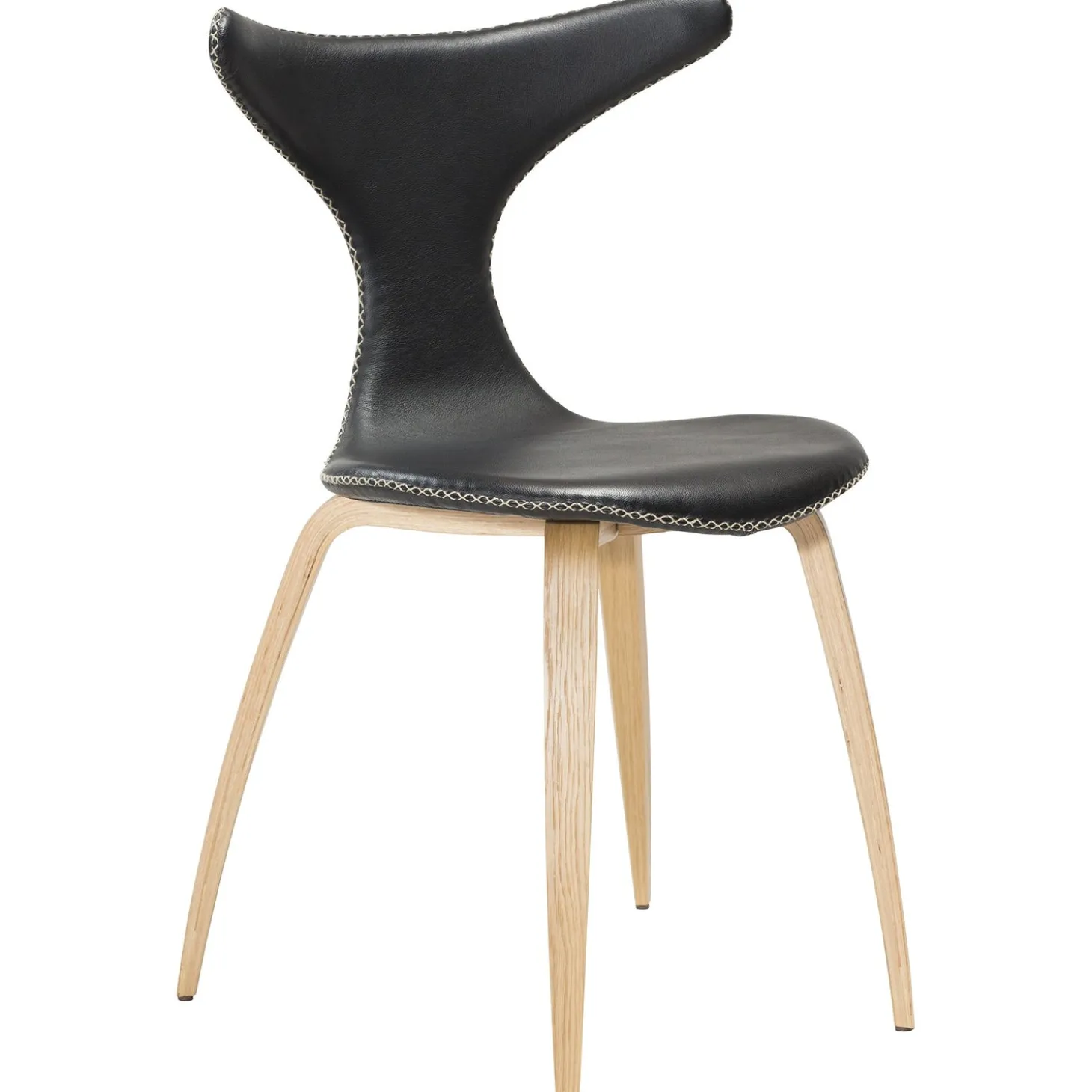 Dolphin Stol Black Leather, Oak