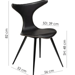 Dolphin Stol Vintage Black Art.Leather, Black