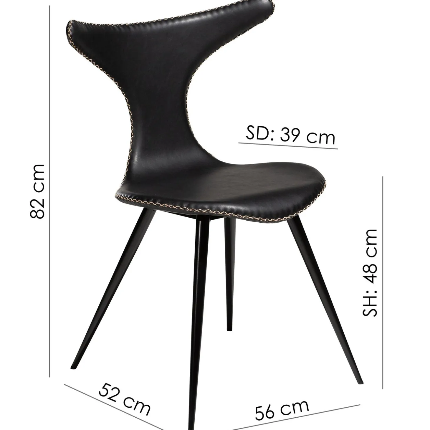 Dolphin Stol Vintage Black Art.Leather, Black