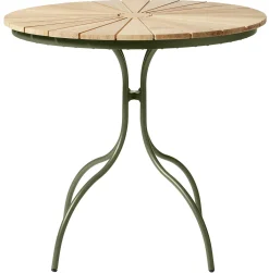 Ellen Cafébord Ø80cm i Teak och Aluminium Grön