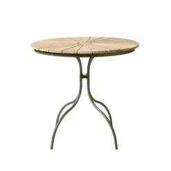 Ellen Cafébord Ø80cm i Teak och Aluminium Grön