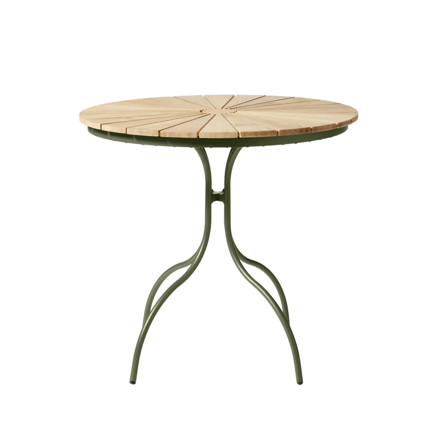 Ellen Cafébord Ø80cm i Teak och Aluminium Grön