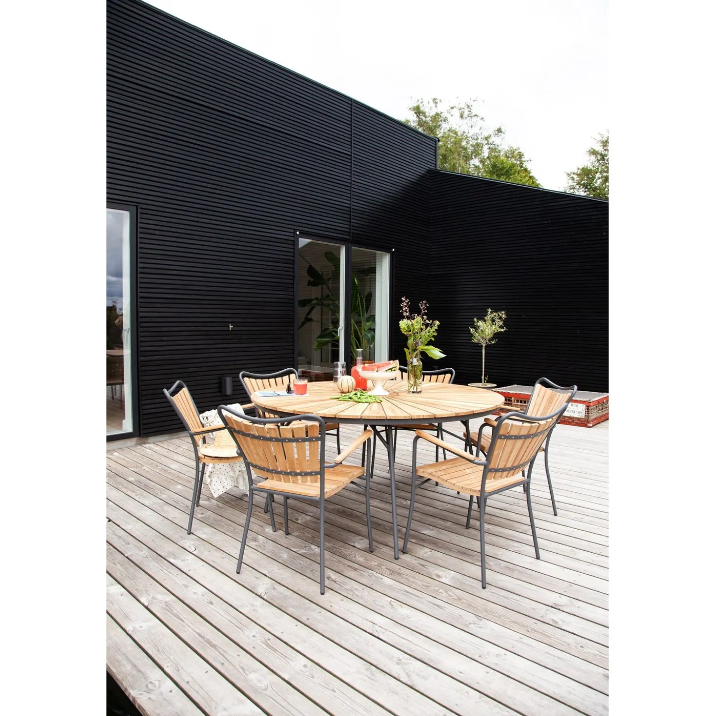 Ellen Trädgårdsbord i Teak och Aluminium 150 cm, Antracit