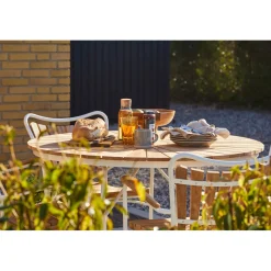 Ellen Trädgårdsbord i Teak och Aluminium 110 cm, Vit