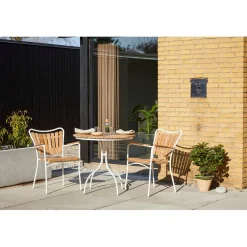 Ellen Trädgårdsmöbelset i Teak och Aluminium 80 cm + 2 stolar, Vit
