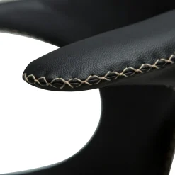 Flair Stol Black Leather, Round Black