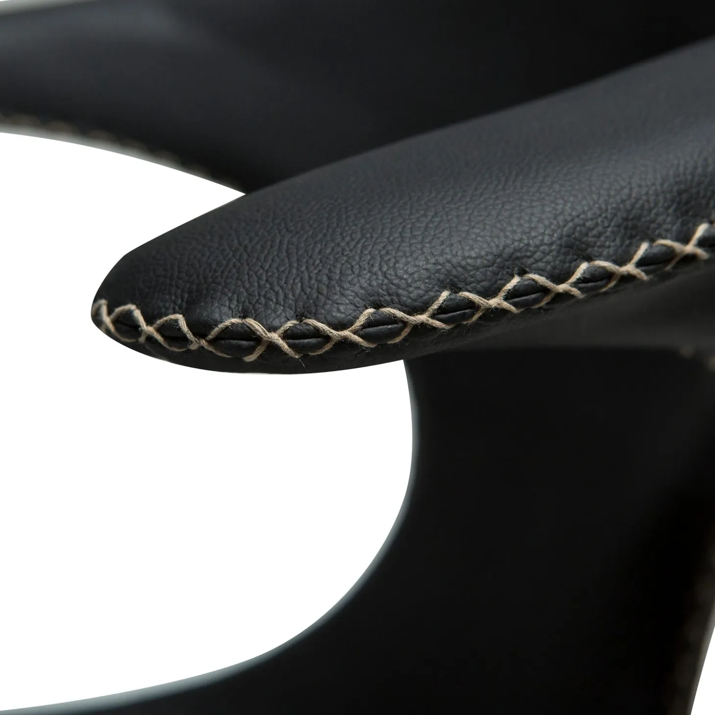 Flair Stol Black Leather, Round Black