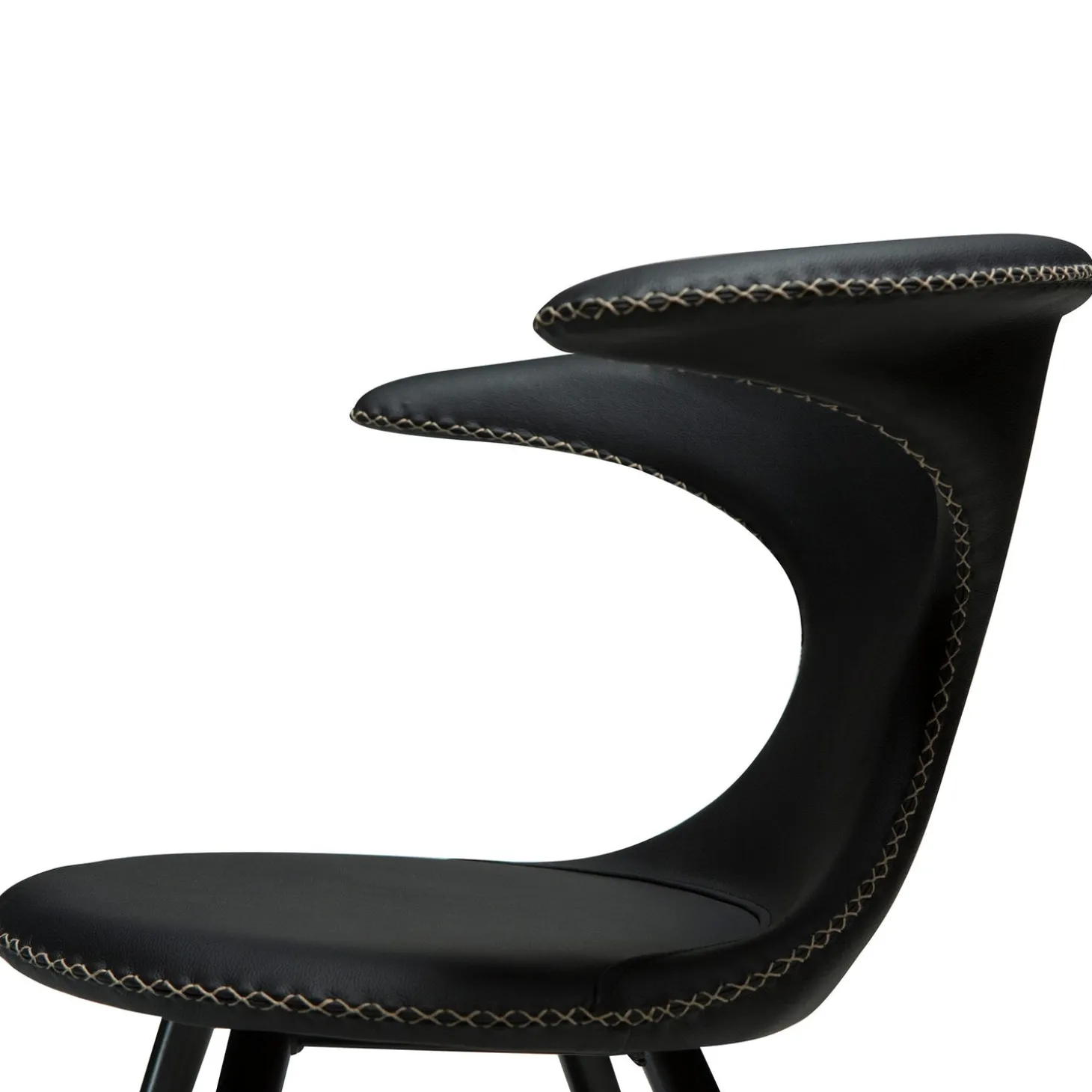 Flair Stol Black Leather, Round Black