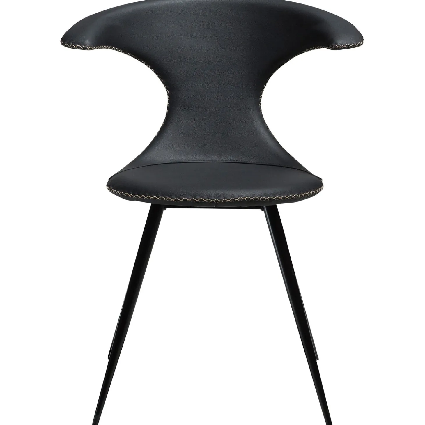 Flair Stol Black Leather, Round Black