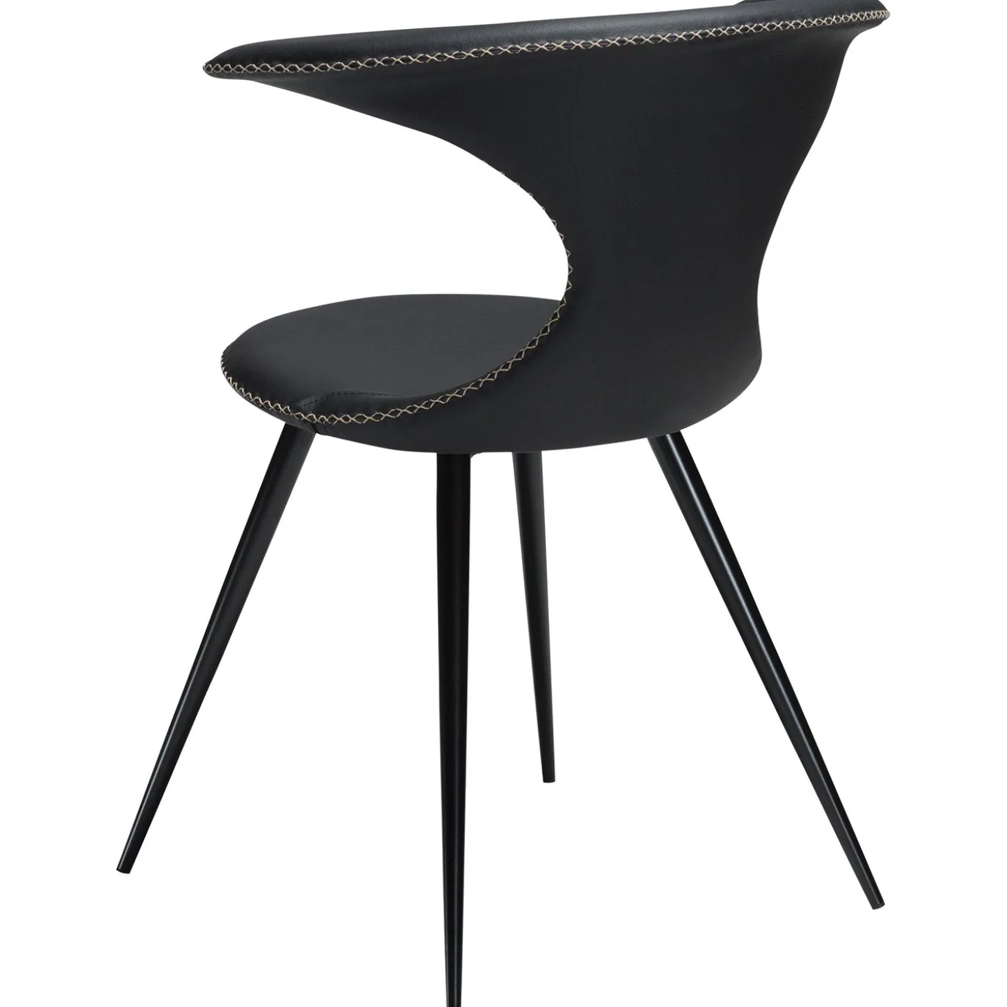 Flair Stol Black Leather, Round Black