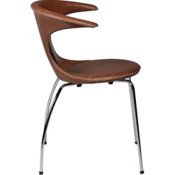 Flair Stol Light Brown Leather, Chrome