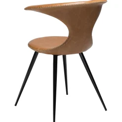 Flair Stol Light Brown Leather, Round Black