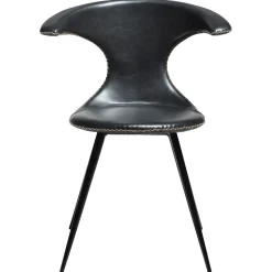 Flair Stol Vintage Black Art.Leather, Round Black