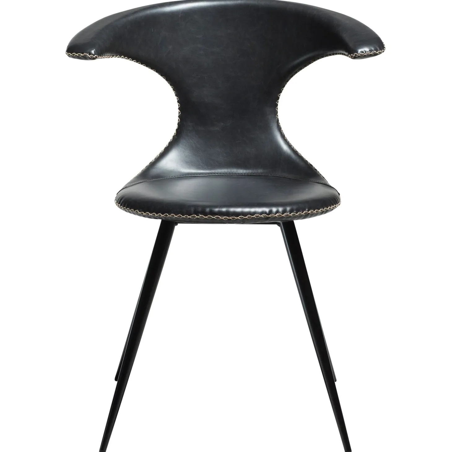 Flair Stol Vintage Black Art.Leather, Round Black