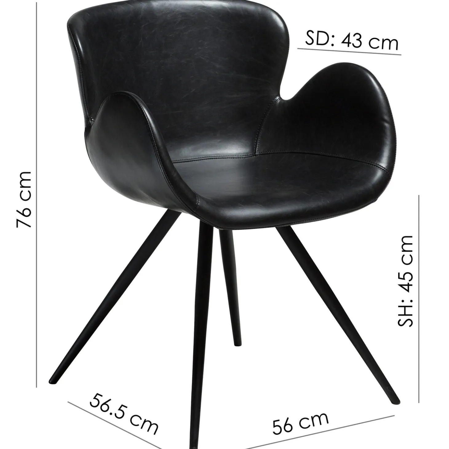 Gaia Stol Midnight Blue Velvet, Black