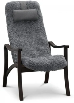 Gotland Fåtölj ink Pall Fårskinn Charcoal