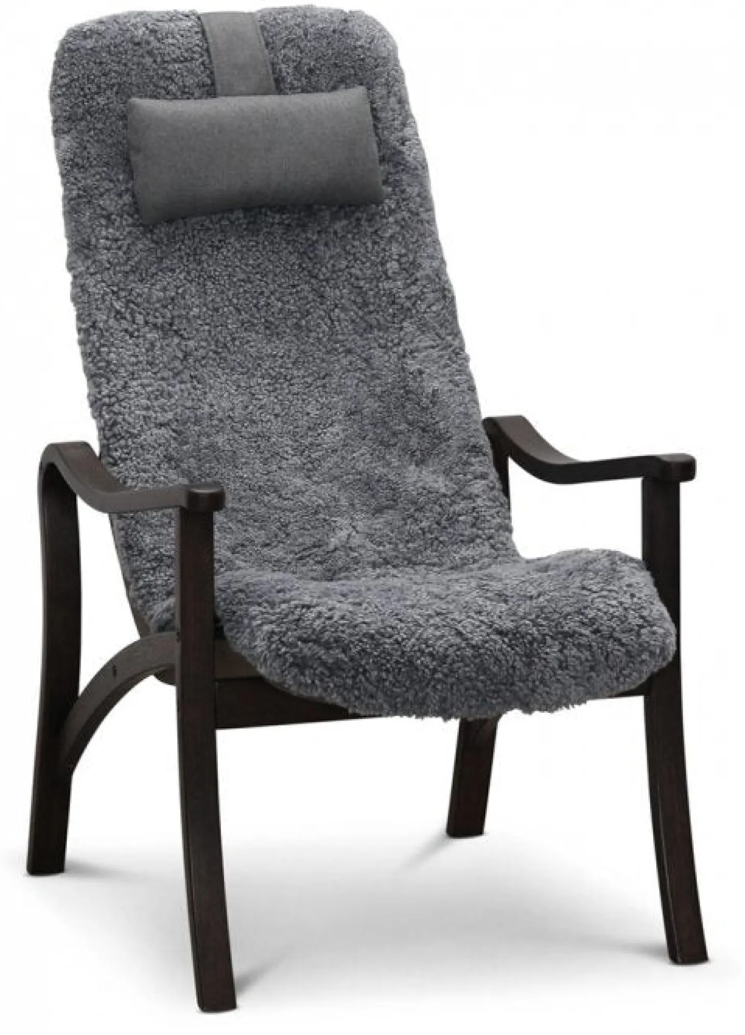 Gotland Fåtölj ink Pall Fårskinn Charcoal