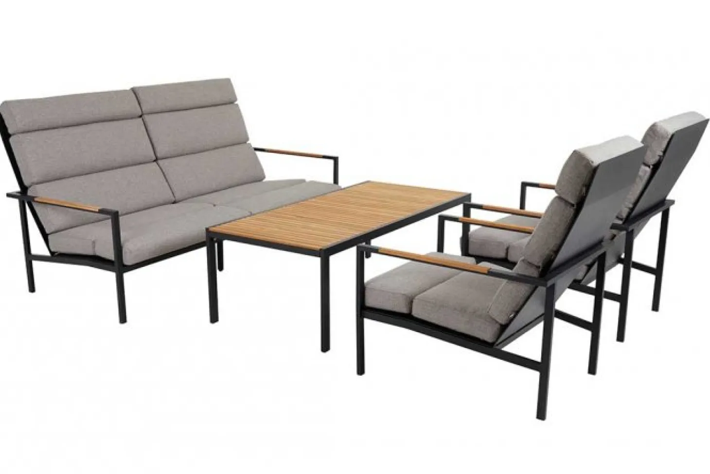 Indus 3-sits Soffa Svart/Teak