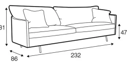 Julia 3-sits XL Soffa Classic Velvet Grey