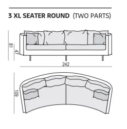 Julia 3-sits XL Svängd Soffa Big Cushions