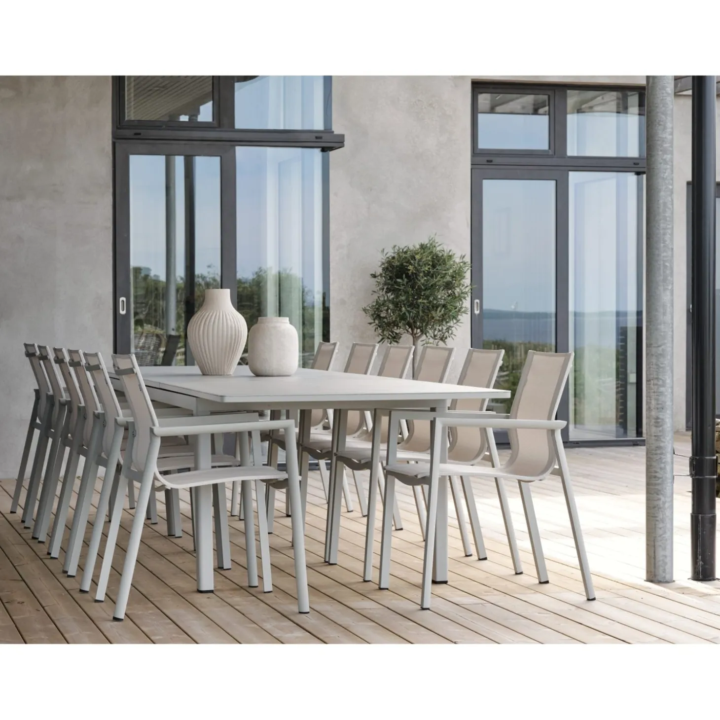 Lomma XL 260-380x100 cm Utebord Light Grey