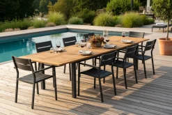 Lyon Bord 100x224-304 cm Svart/Teak