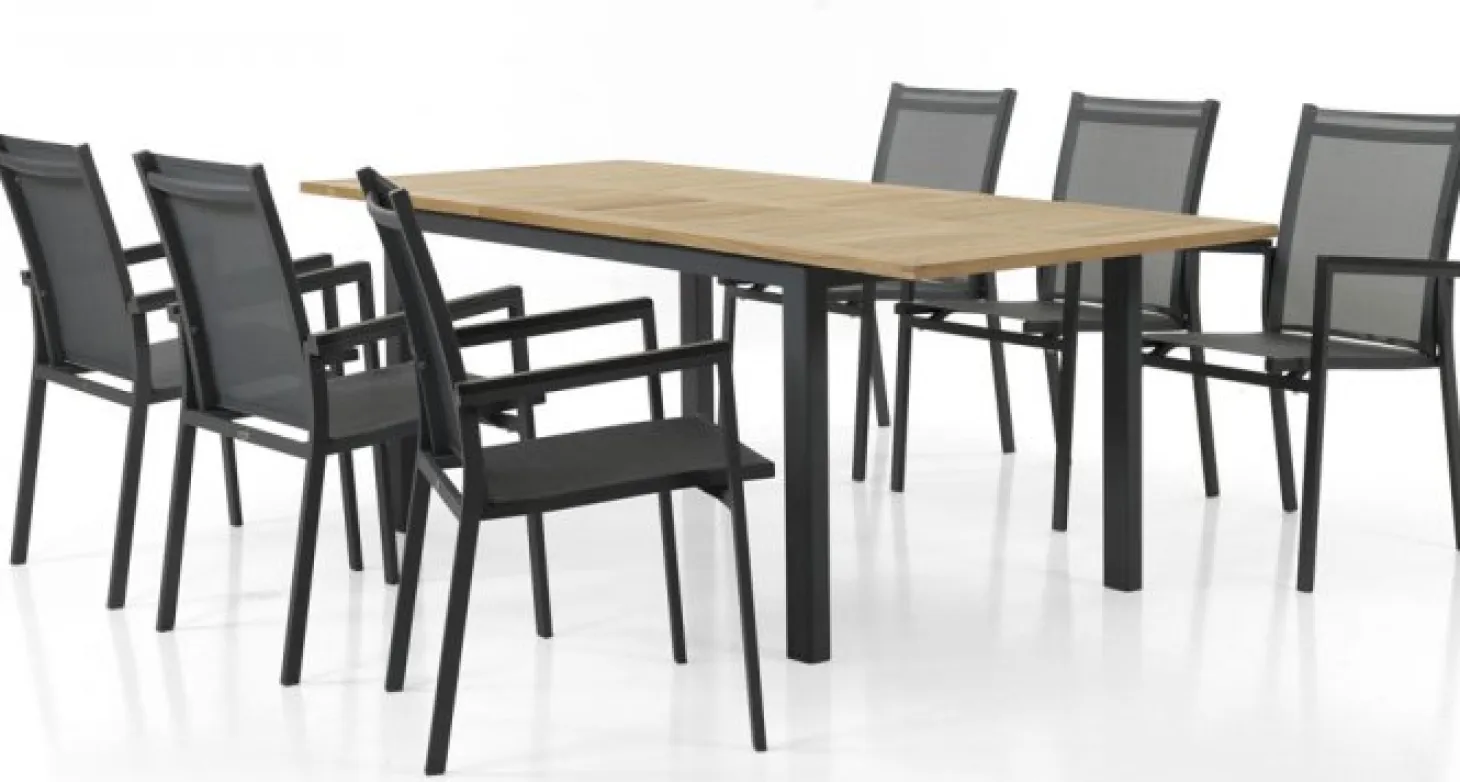 Lyon Matgrupp 152-210 cm ink 6st Avanti Svart/Teak