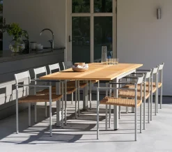 Lyon Utebord 92x152-210 cm Light Grey/ Teak