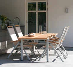 Lyon Utebord 92x152-210 cm Light Grey/ Teak