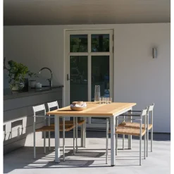 Lyon Utebord 92x194-252 cm Light Grey/ Teak