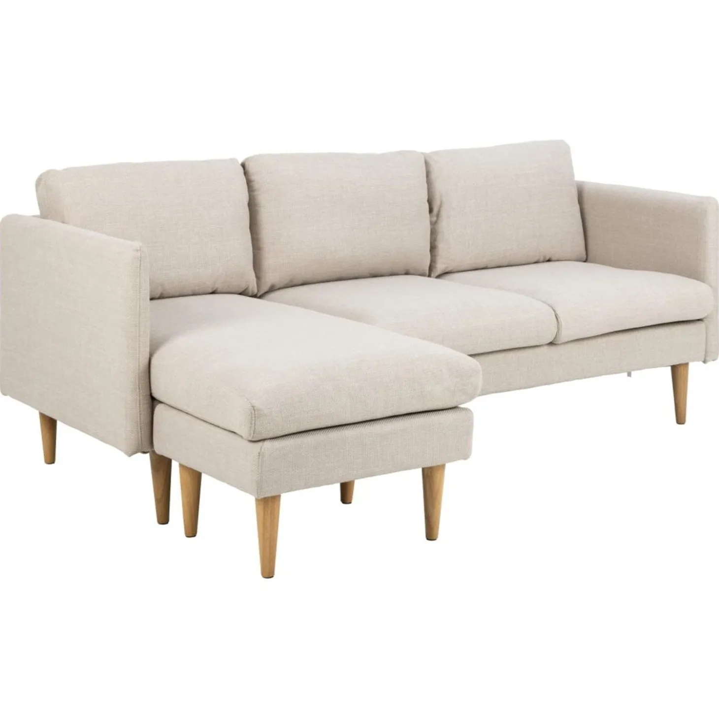 Milly 2-sits med schäslong Basel tyg Beige