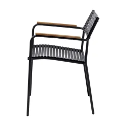 Mood Air Trädgårdsstol i Teak och Aluminium med Armstöd Antracit
