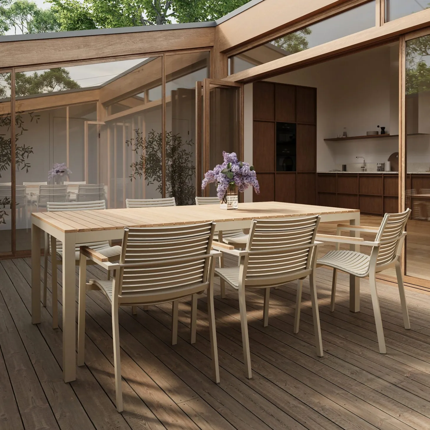 Mood Extreme bord 208x100 cm Sandy Grey/Teak