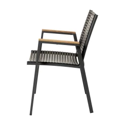 Mood Extreme Trädgårdsstol i Teak och Antracit Aluminium Smala lameller