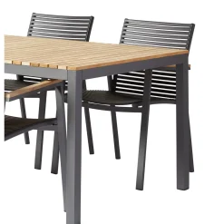 Mood/Mood Extreme Trädgårdsmöbelset i Teak och Aluminium Antracit 167 cm + 4 stolar