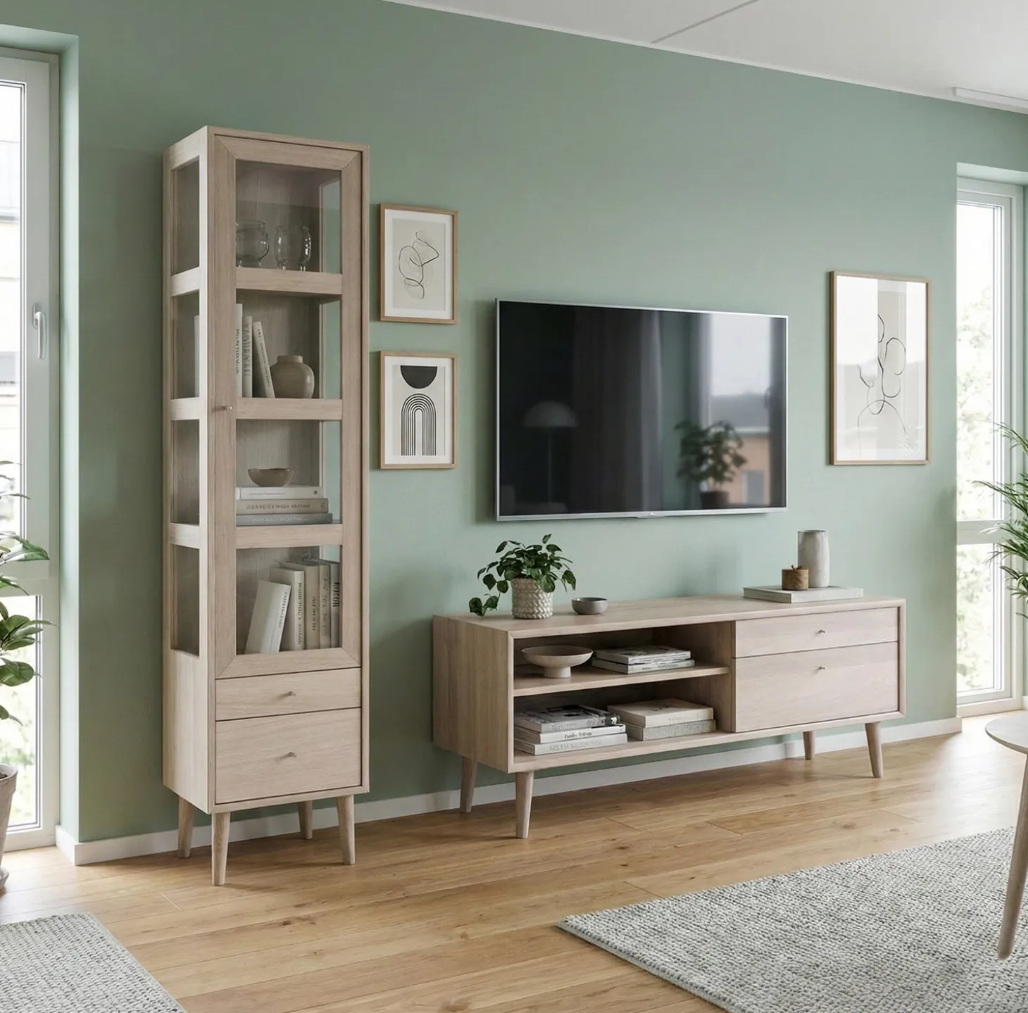 Nordik Mediabänk 120cm Vitoljad ek