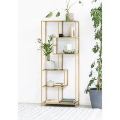 Notting Hill Bokhylla Asymmetrisk 185x77x35 cm Mässing