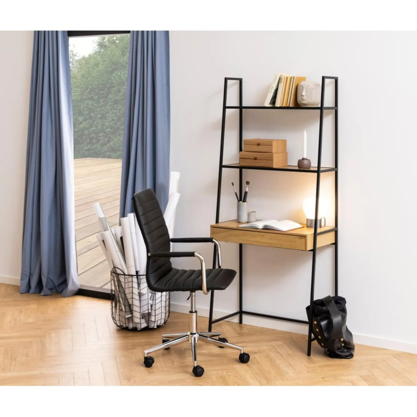 Notting Hill Bokhylla med Låda 174x77x36 cm Ek