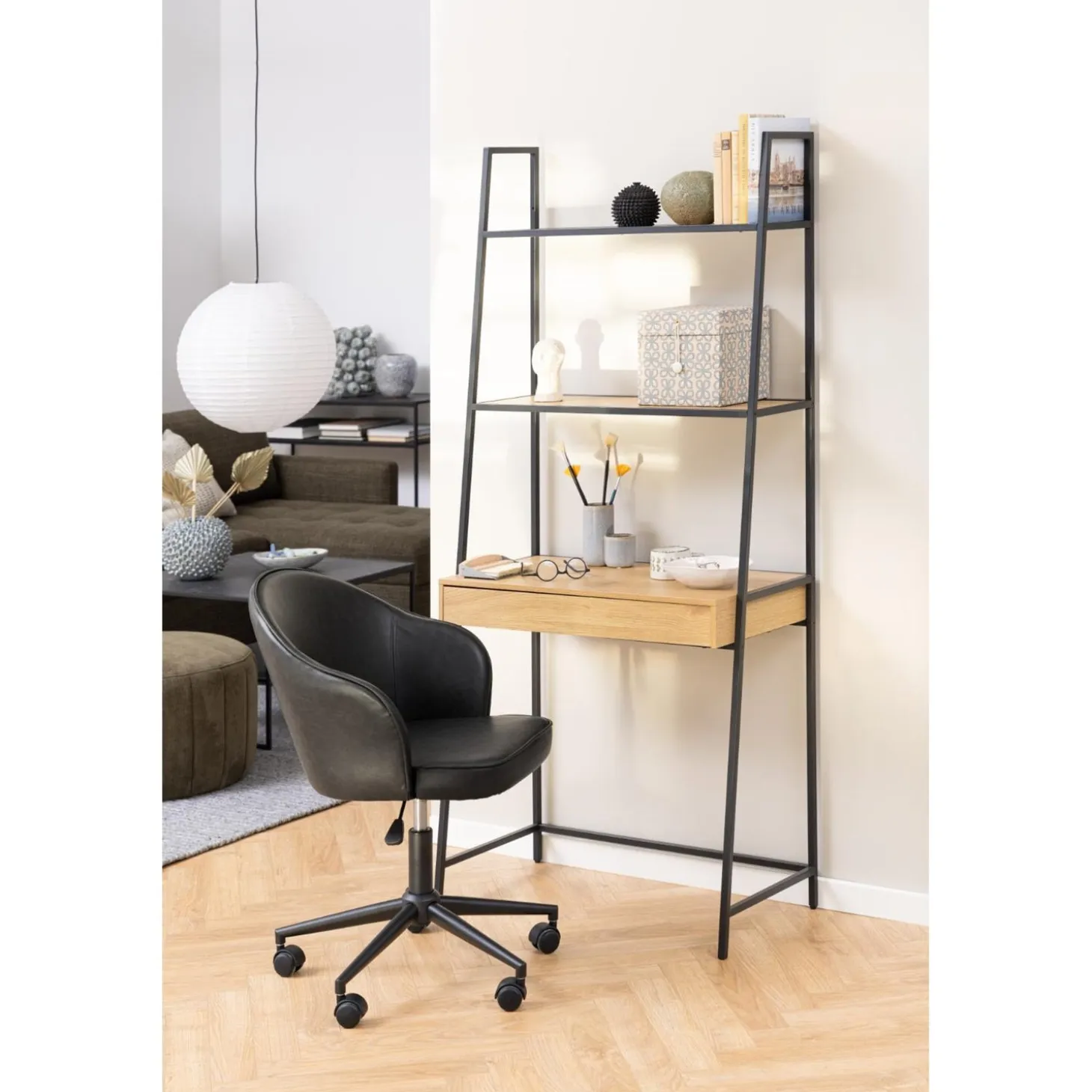 Notting Hill Bokhylla med Låda 174x77x36 cm Ek