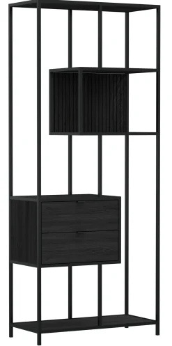 Notting Hill Bokhylla med 2 Lådor 185x77x35 cm Svart