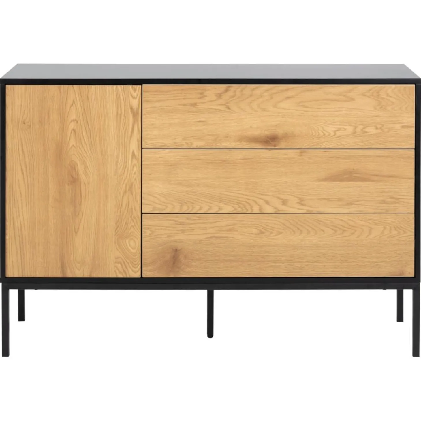 Notting Hill Sideboard 3 lådor 120x40x82 cm Svart/Ek