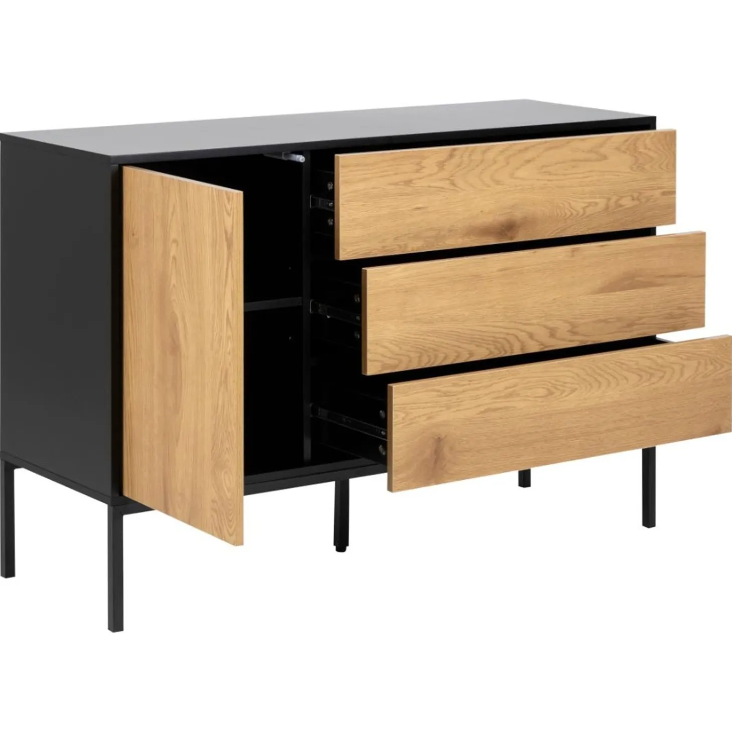 Notting Hill Sideboard 3 lådor 120x40x82 cm Svart/Ek