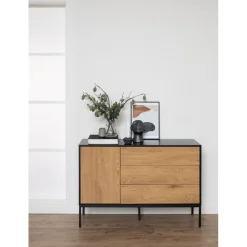 Notting Hill Sideboard 3 lådor 120x40x82 cm Svart/Ek