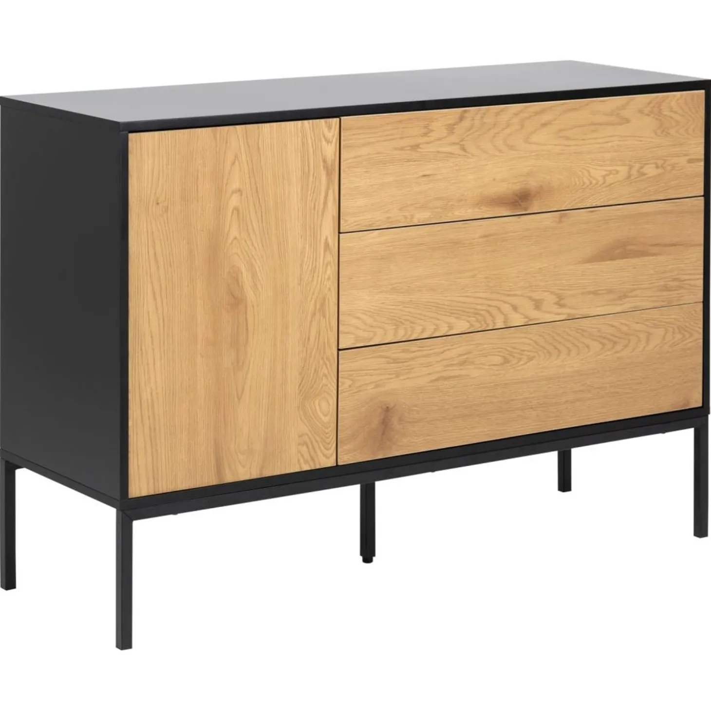 Notting Hill Sideboard 3 lådor 120x40x82 cm Svart/Ek