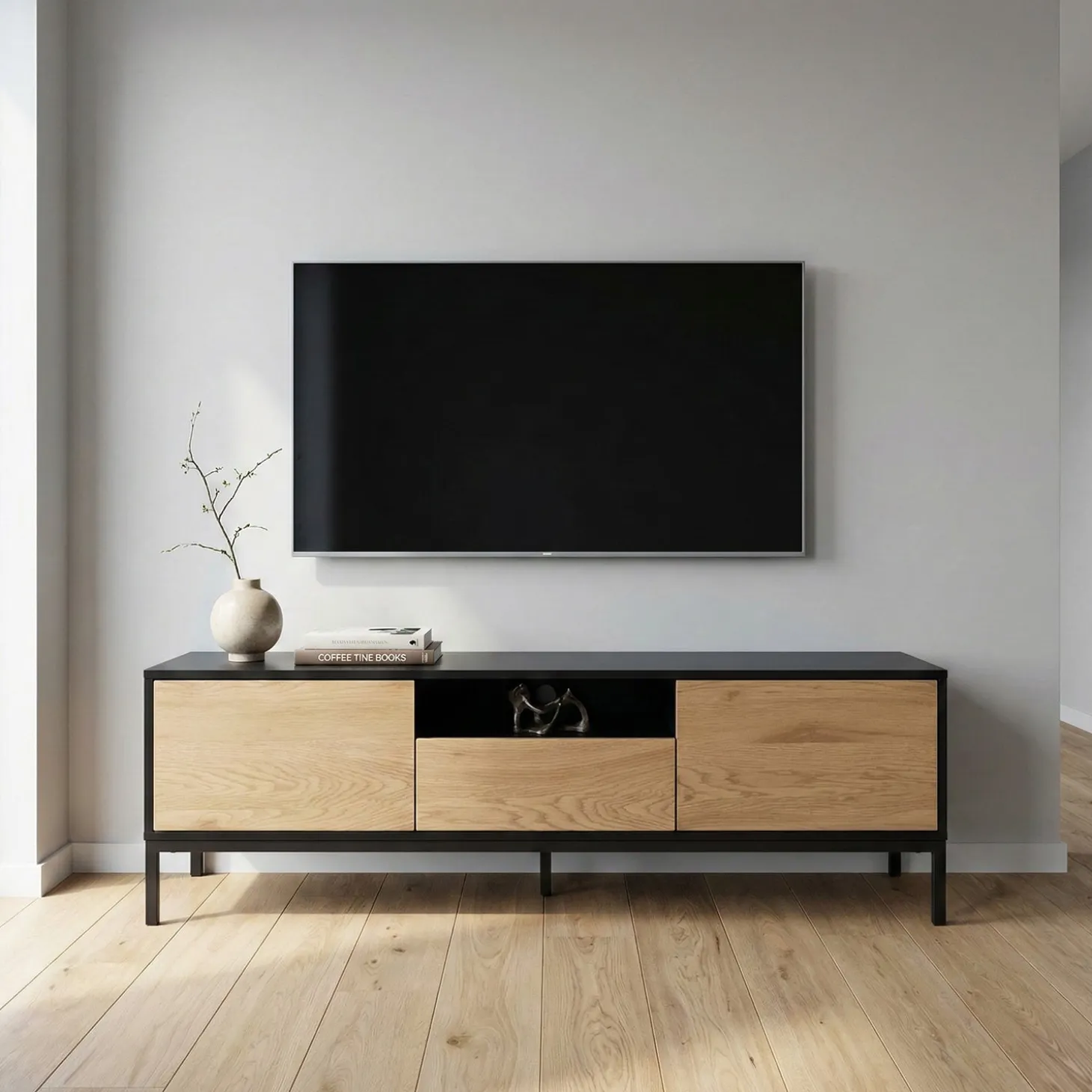 Notting Hill TV-bänk 140x40 cm Svart/Ek